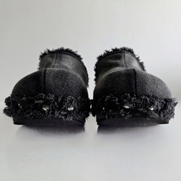 Zara Slip-On Clogs In Black & Gray Distressed Denim, Frayed Trim Silver Studs 40 - Picture 4 of 15